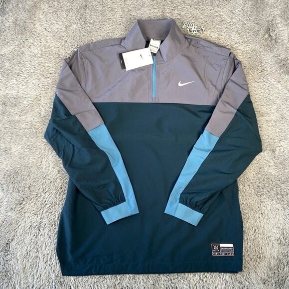 Nike Golf Club Dri-Fit 1/2 Zip Size Medium Men Jacket Navy Grey FQ1155-478